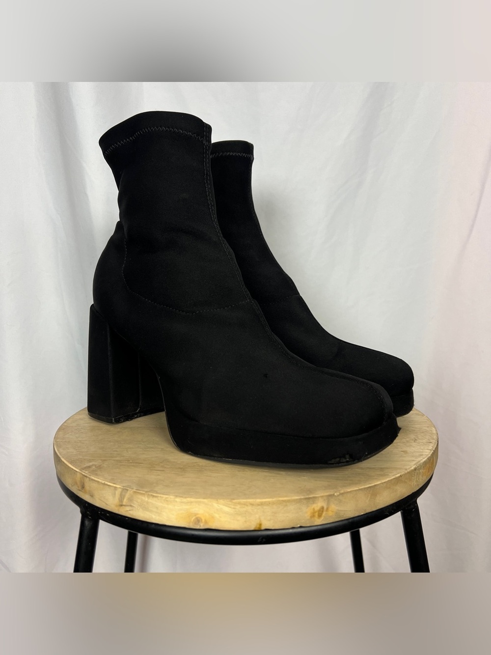 Y2K Black Ankle Sock Platform Boots